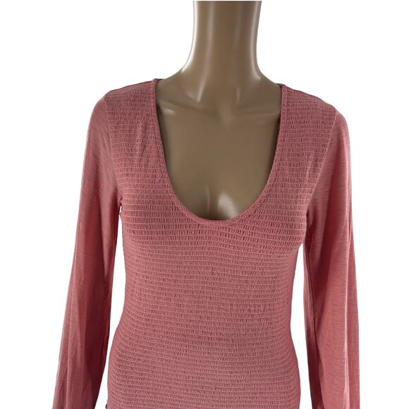 Nation LTD. Pink Bunny Smocked Long Sleeve Tee - Picture 3 of 9